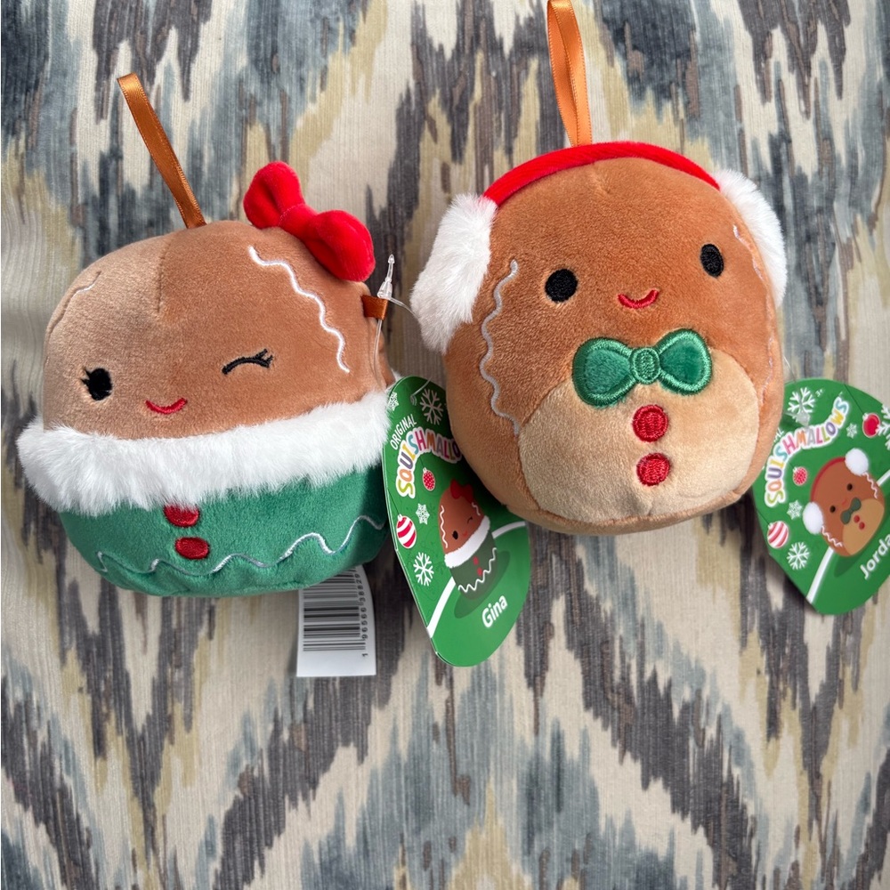 Squishmallow Gingerbread Plush Ornaments